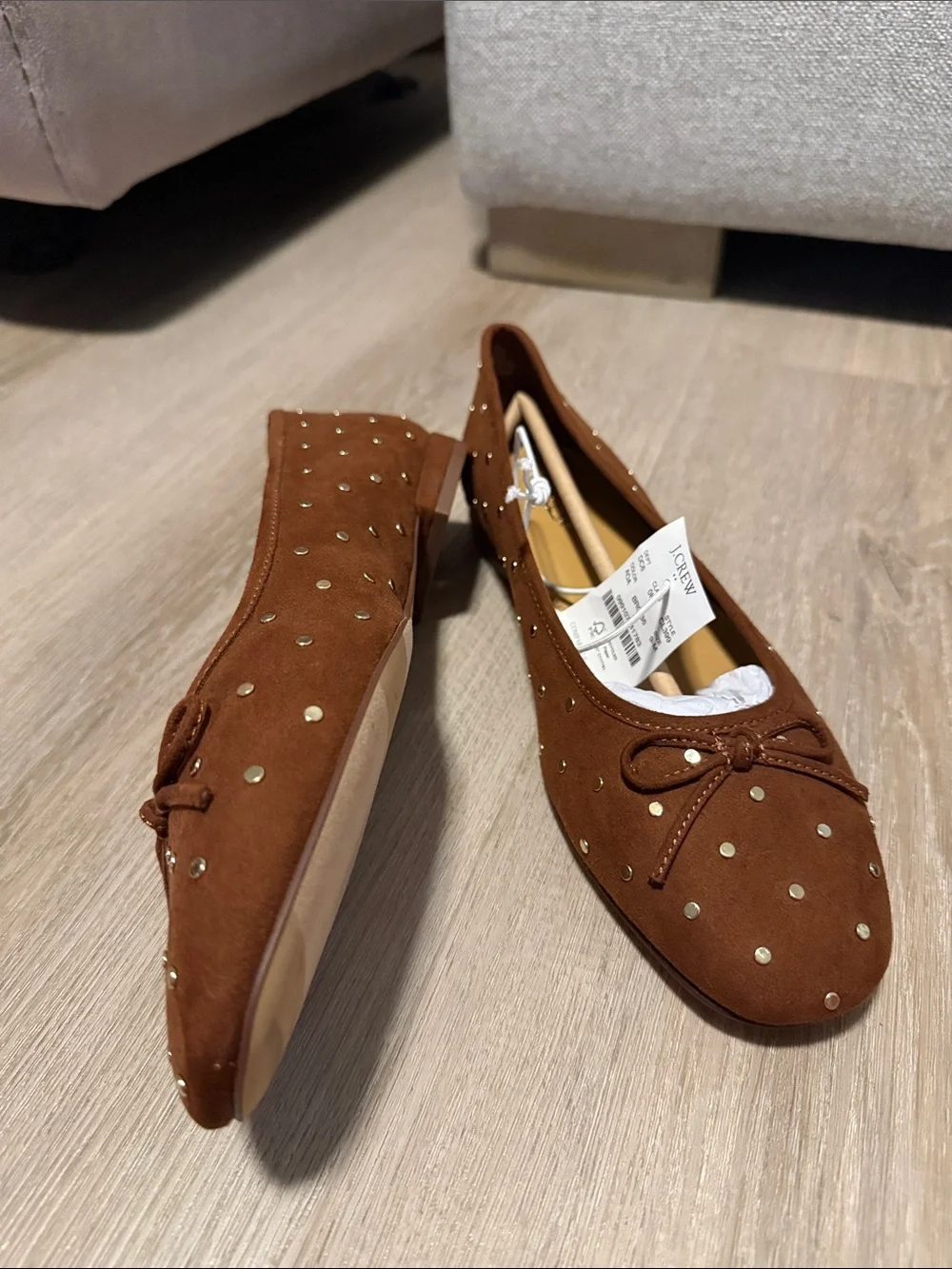 J.Crew Faux Suede Studded Ballet Flat - Picture 3 of 5